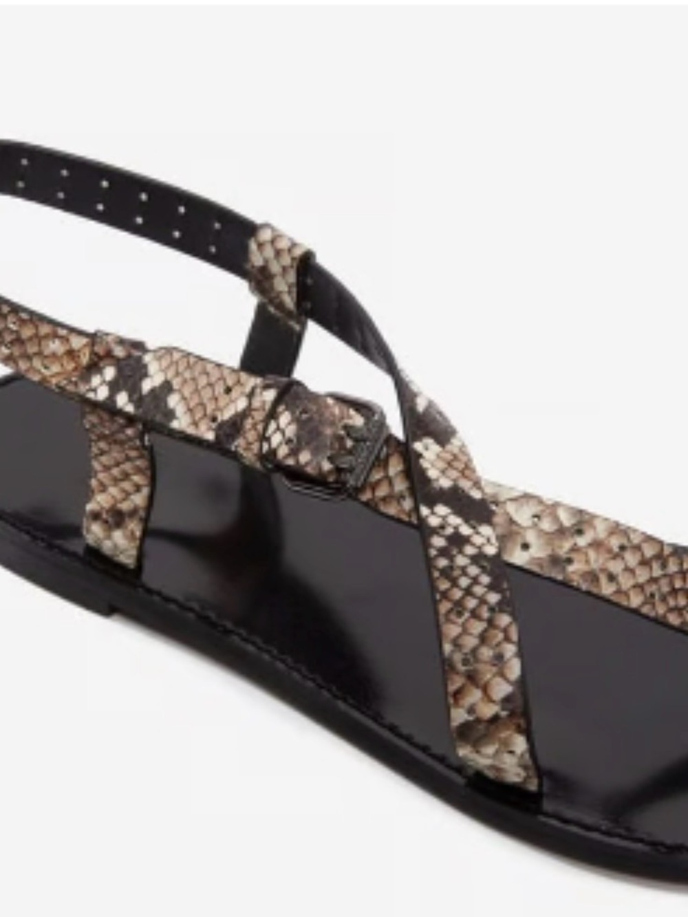 The Kooples Snakeskin-Effect Flat Leather Sandals